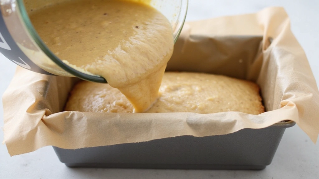 Banana Nut Bread Recipe - Moist, Crunchy, Nutty - Step 6: Pour Batter into Pan