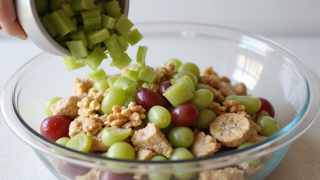 Chicken Salad with Grapes - Sweet & Savory Lunch - Step 4: Add Celery and Walnuts