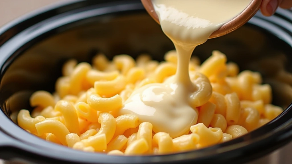 Crockpot Mac and Cheese Recipe - Dump & Go Comfort Food - Step 5: Pour the Sauce