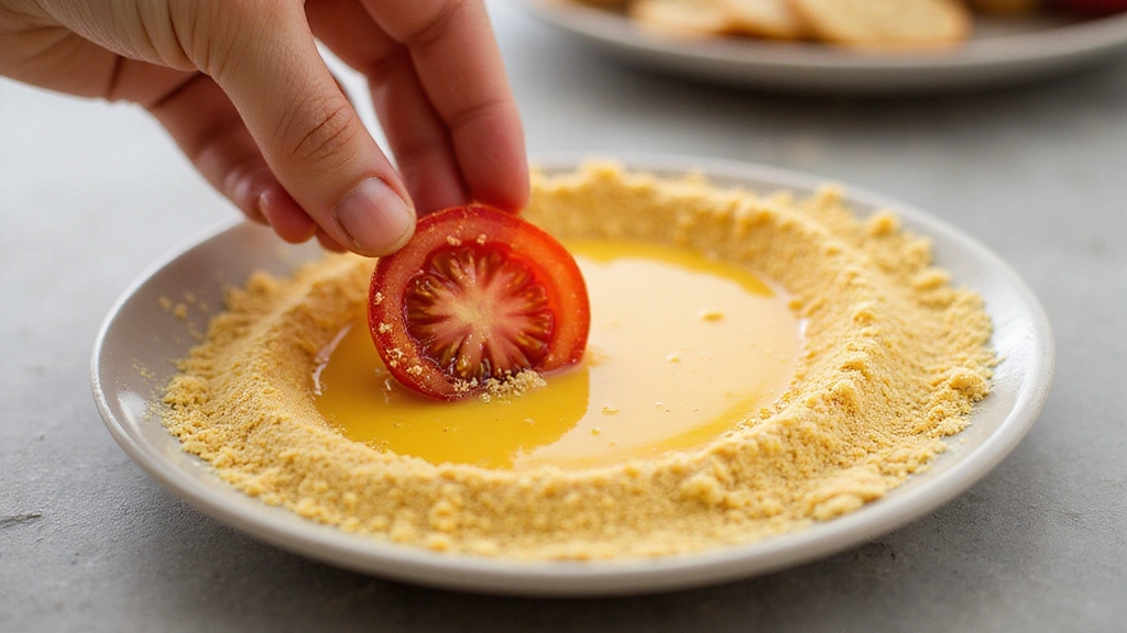 Fried Green Tomatoes - Crispy Southern Favorite - Step 4: Dip Tomato Slices