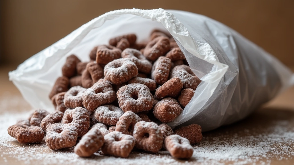Puppy Chow (Muddy Buddies) - Sweet & Crunchy Snack - Step 5: Add Powdered Sugar