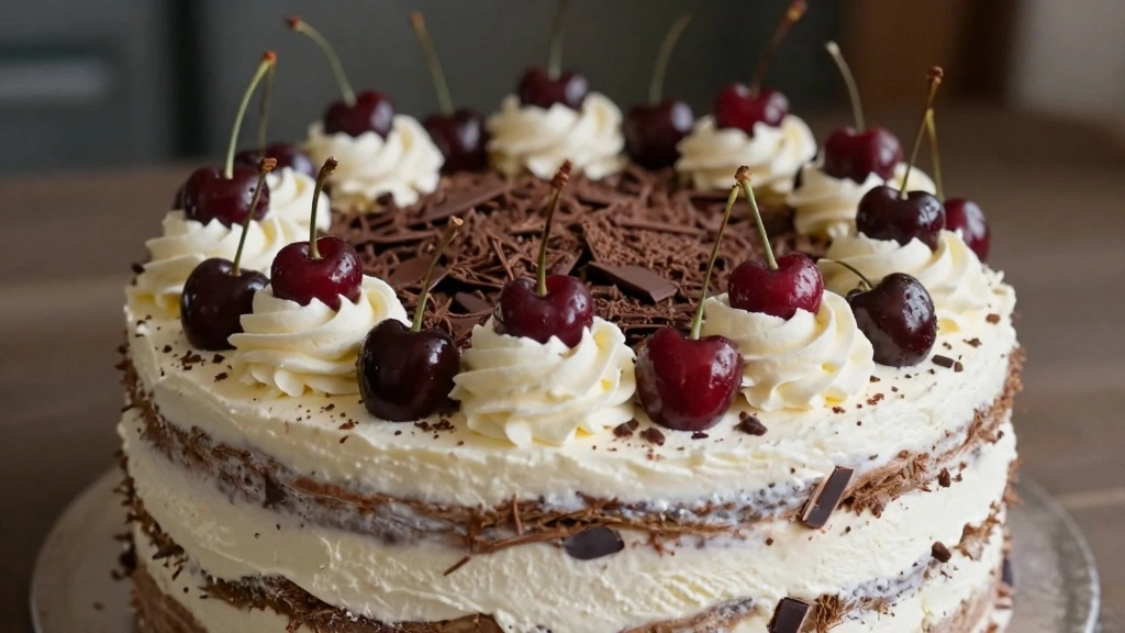 Classic Black Forest Cake Recipe – Chocolate, Cherries & Cream - Step 8: Decorate the Cake 1
