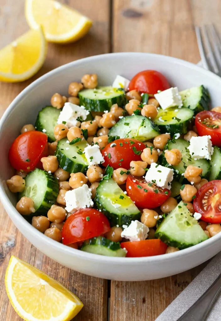 16 Gluten-Free Low-Carb Mediterranean Diet Recipes - 6. Chickpea Salad with Cucumber and Feta 1