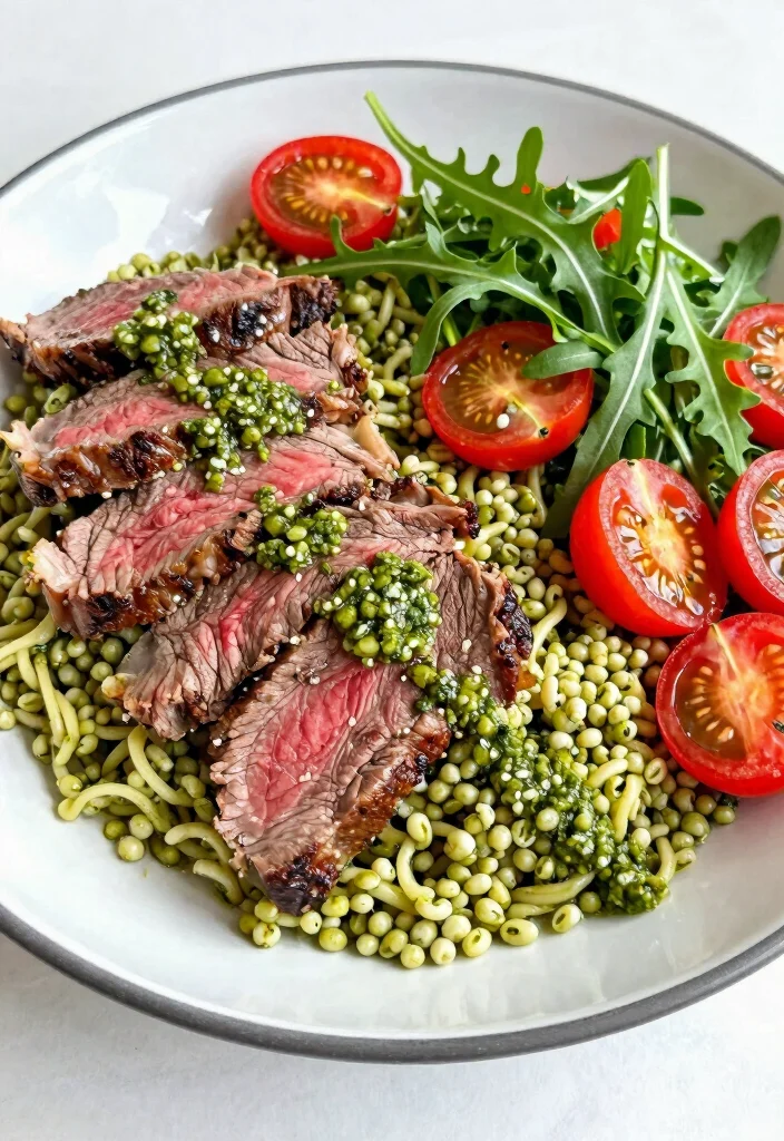 16 Mediterranean Beef Bowl Recipes High in Protein - 11. Beef and Pesto Bowl 1