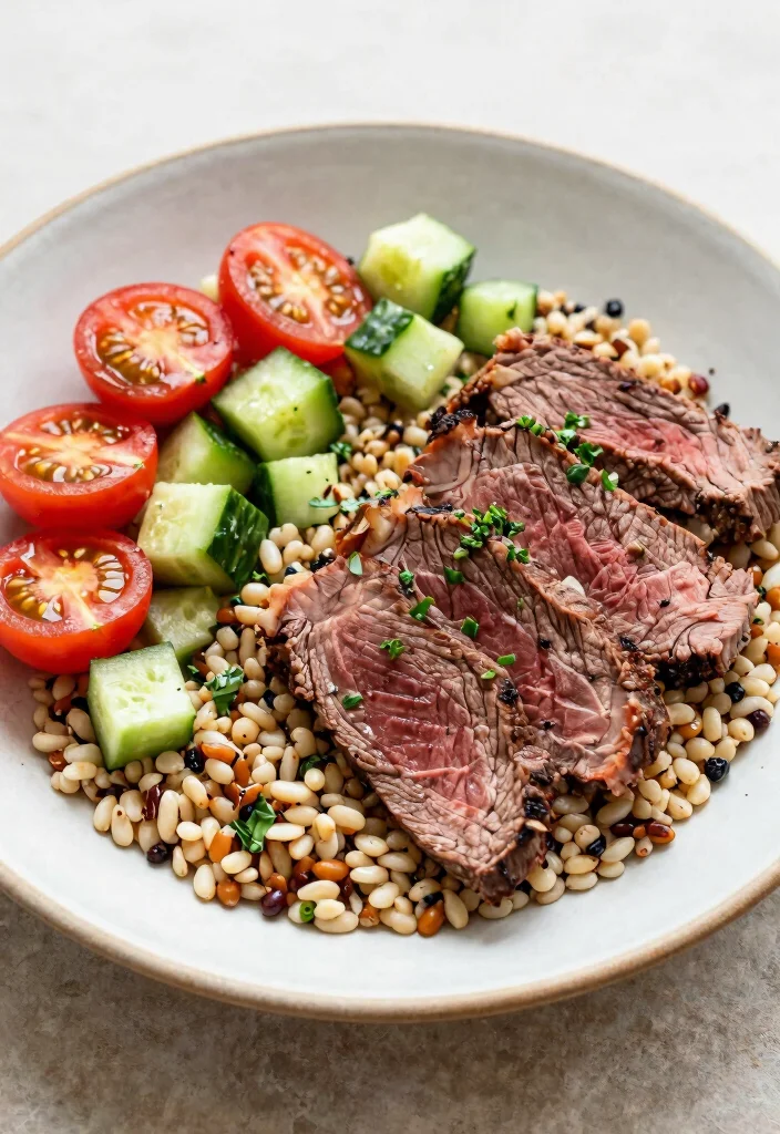 16 Mediterranean Beef Bowl Recipes High in Protein - 16. Beef and Mediterranean Grain Bowl 1