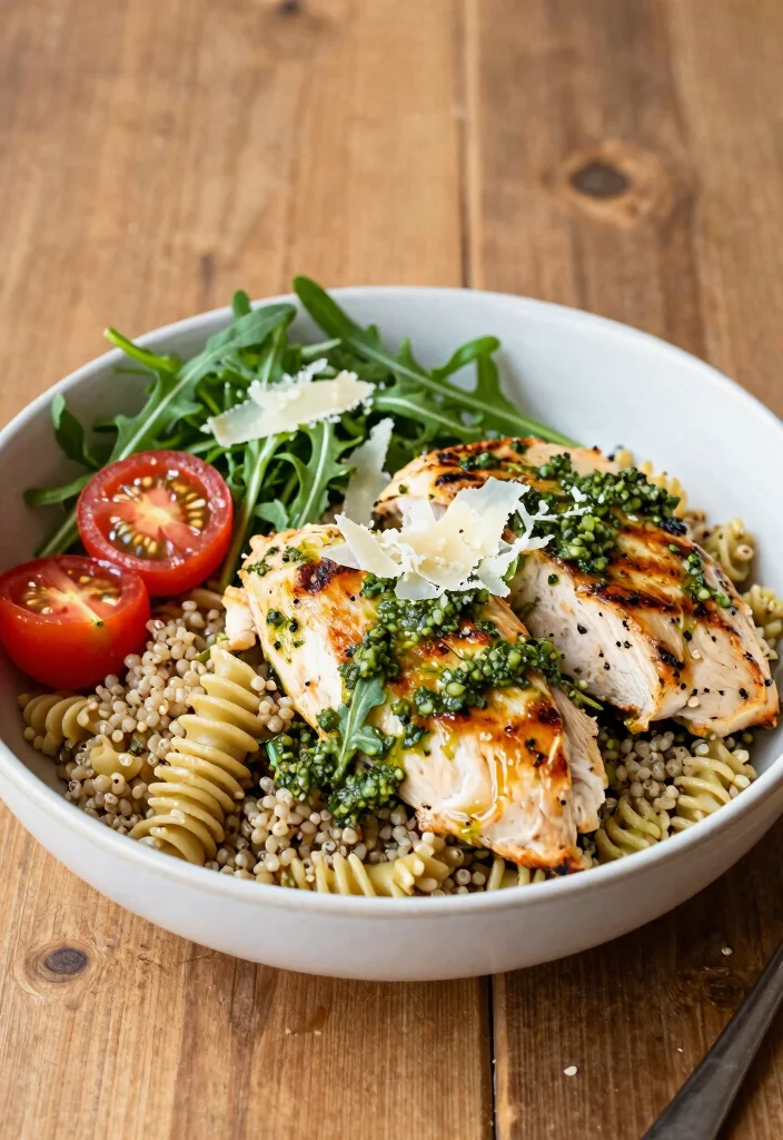 16 Mediterranean Chicken Bowl Recipes for Lunch or Dinner - 10. Chicken Pesto Bowl 1