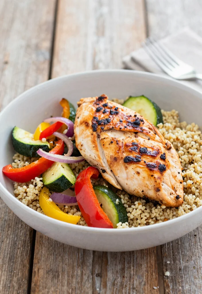 16 Mediterranean Chicken Bowl Recipes for Lunch or Dinner - 15. Roasted Vegetable and Chicken Bowl 1