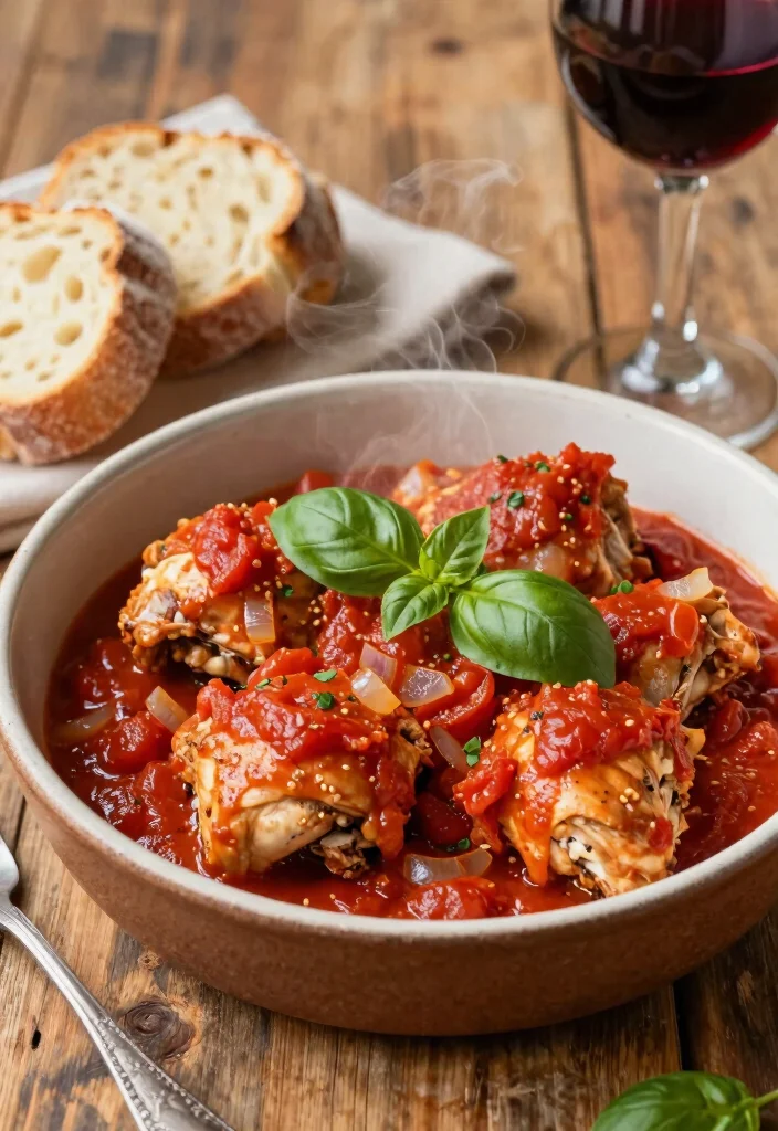 16 Mediterranean Chicken Thigh Recipes Juicy and Easy - 3. Herbed Tomato Braised Chicken Thighs 1