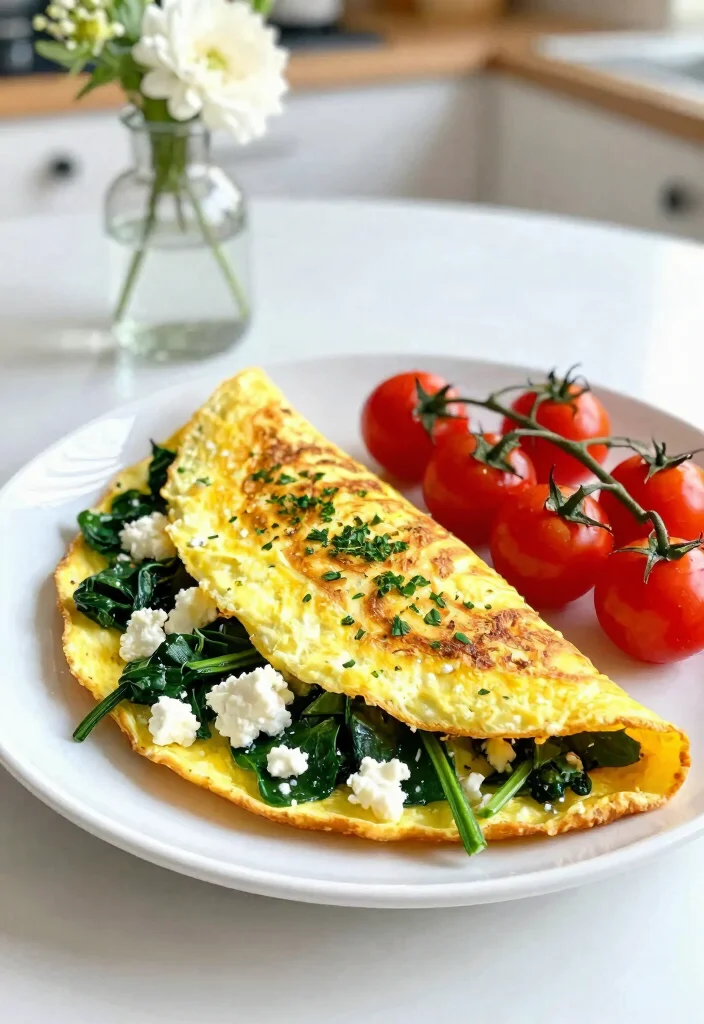 16 Mediterranean Diet Breakfast Ideas for Busy Mornings - 3. Spinach and Feta Omelette 1
