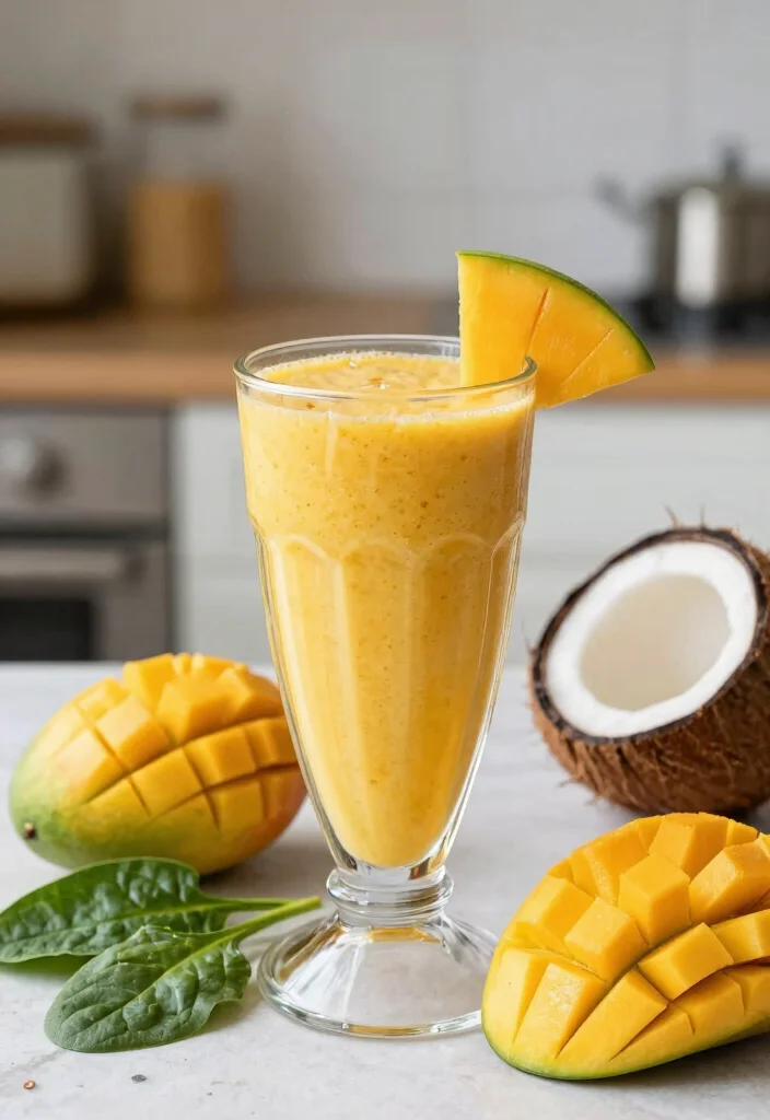 16 Mediterranean Diet Breakfast Recipes for Beginners - 6. Tropical Mango and Spinach Smoothie 1