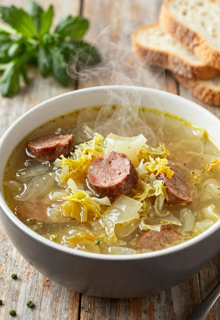 16 Mediterranean Diet Crock Pot Soup Recipes - 16. Cabbage and Sausage Soup 1