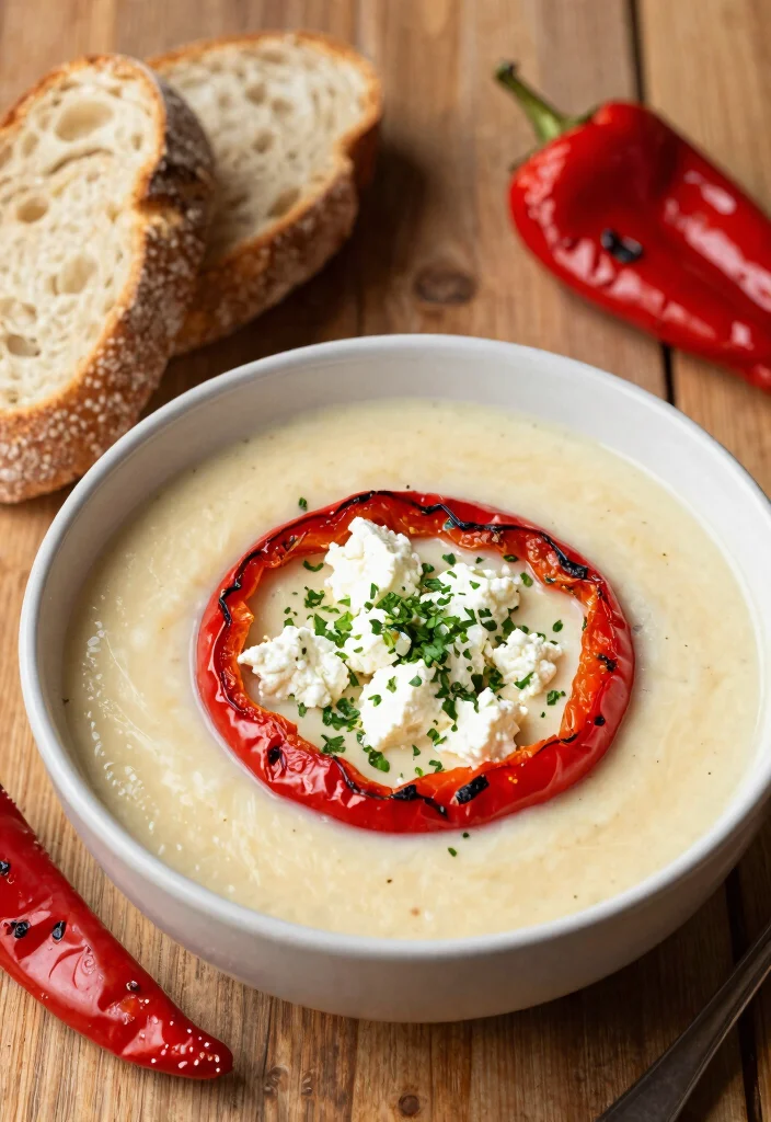 16 Mediterranean Diet Crock Pot Soup Recipes - 3. Roasted Red Pepper and Feta Soup 1