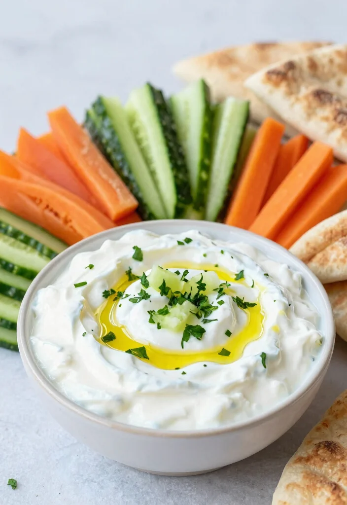 16 Mediterranean Diet Recipes Without Tomatoes - 2. Greek Yogurt and Cucumber Dip 1