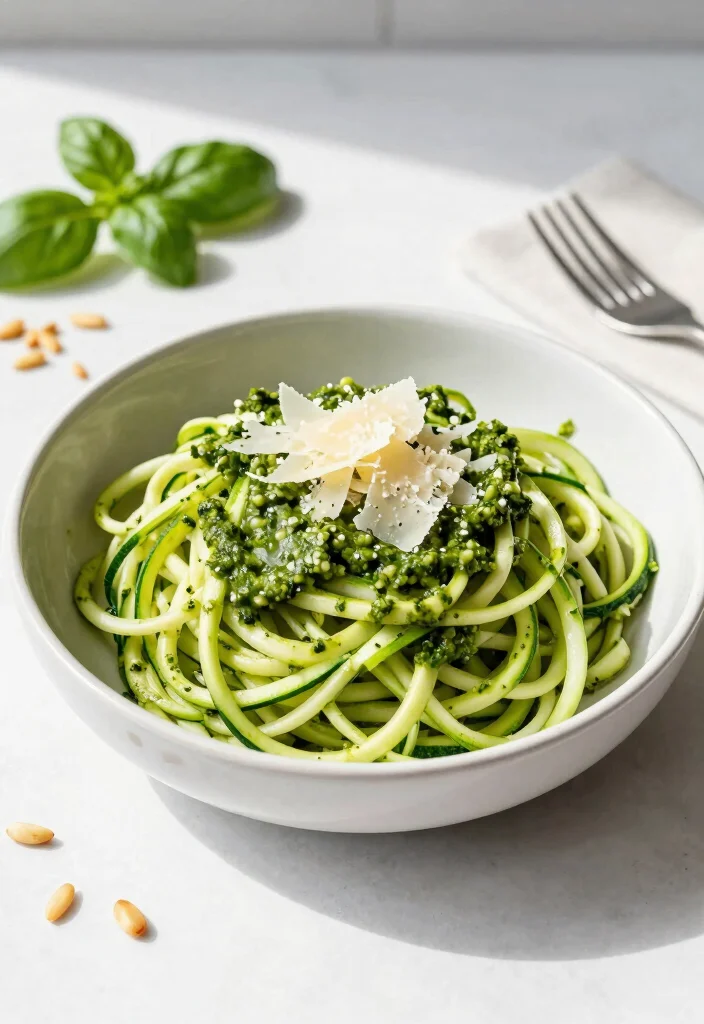 16 Mediterranean Diet Recipes Without Tomatoes - 6. Zucchini Noodles with Pesto 1