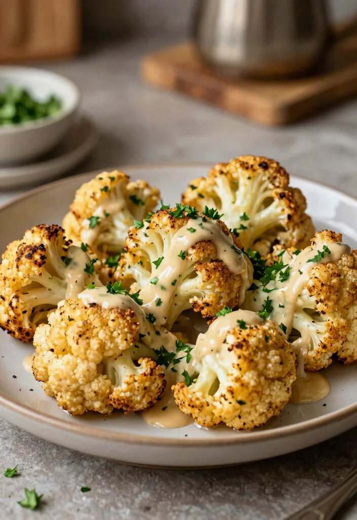 16 Mediterranean Diet Recipes Without Tomatoes - 7. Roasted Cauliflower with Tahini Sauce 1