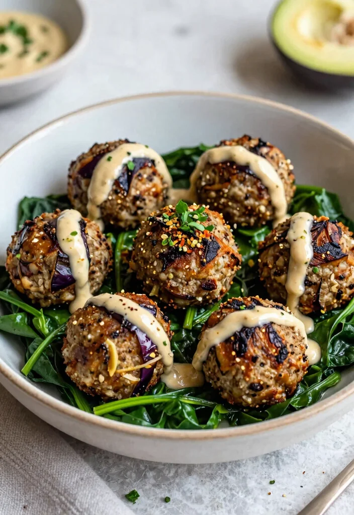 16 Mediterranean Meatball Bowl Recipes Everyone Loves - 10. Eggplant Meatball Bowl 1