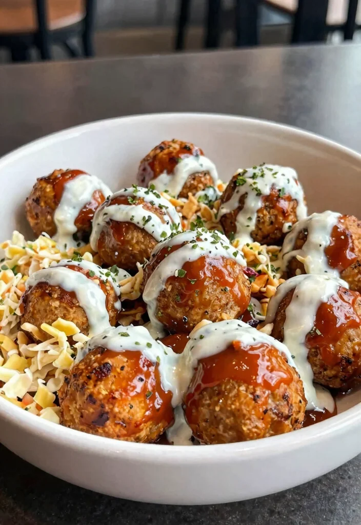 16 Mediterranean Meatball Bowl Recipes Everyone Loves - 11. Buffalo Chicken Meatball Bowl 1