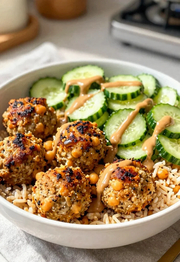 16 Mediterranean Meatball Bowl Recipes Everyone Loves - 12. Chickpea Meatball Bowl 1
