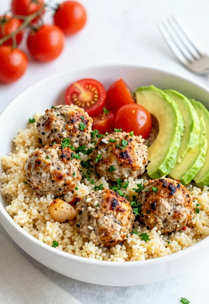 16 Mediterranean Meatball Bowl Recipes Everyone Loves - 3. Lemon-Garlic Chicken Meatball Bowl 1
