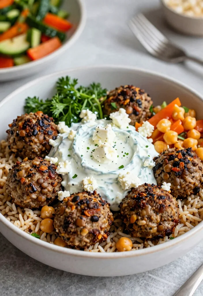 16 Mediterranean Meatball Bowl Recipes Everyone Loves - 6. Greek-Style Vegetarian Meatball Bowl 1