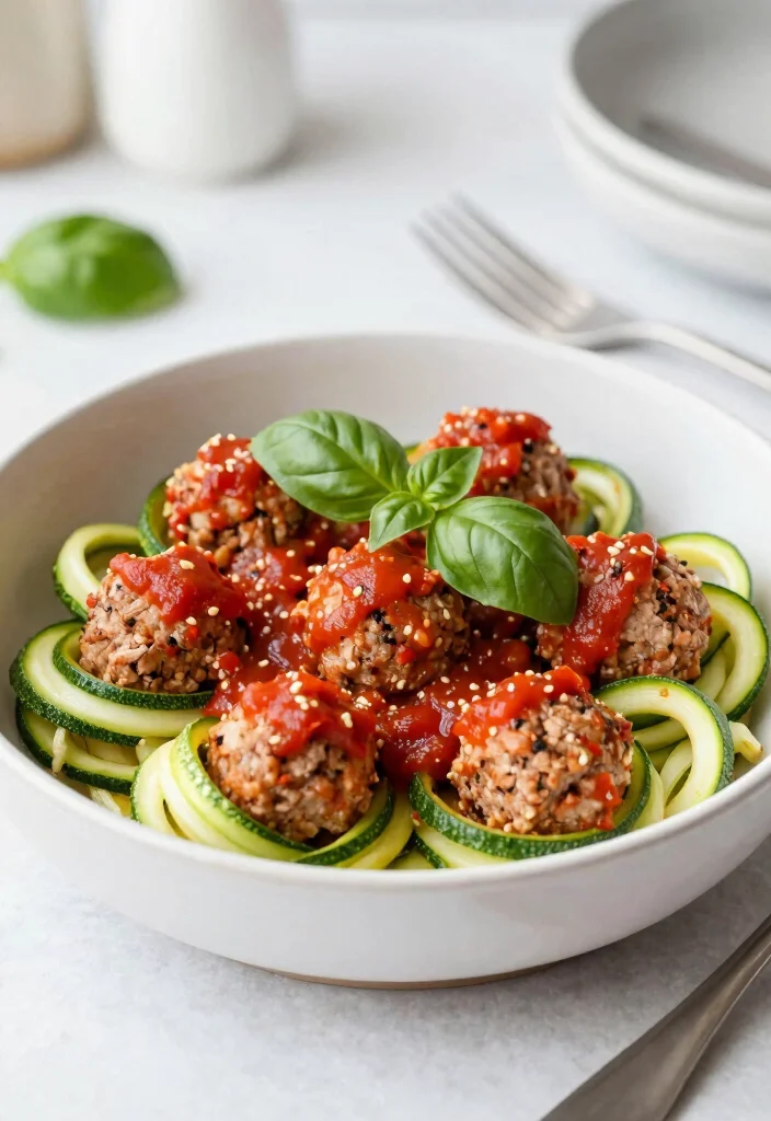 16 Mediterranean Meatball Bowl Recipes Everyone Loves - 9. Zucchini Noodle Meatball Bowl 1