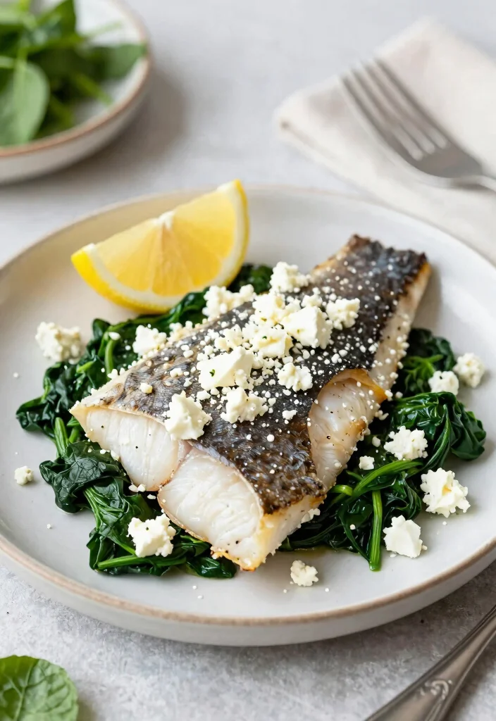 16 Mediterranean Sea Bass Recipes Restaurant-Style - 13. Mediterranean Sea Bass with Spinach and Feta 1