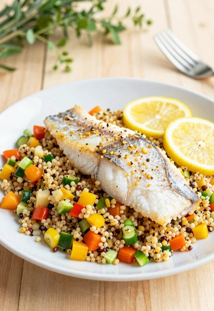 16 Mediterranean Sea Bass Recipes Restaurant-Style - 7. Lemon Garlic Sea Bass with Quinoa Salad 1