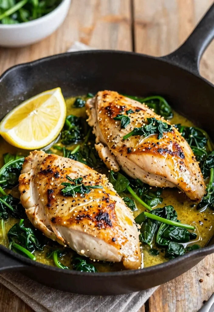 16 One-Pan Mediterranean Chicken Recipes - 4. Garlic Butter Chicken with Spinach 1
