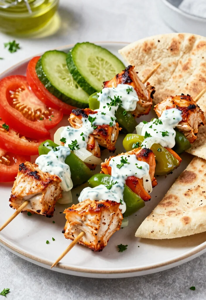 16 Slow Cooker Greek Chicken Mediterranean Diet Recipes - 9. Greek Chicken Skewers with Tzatziki 1