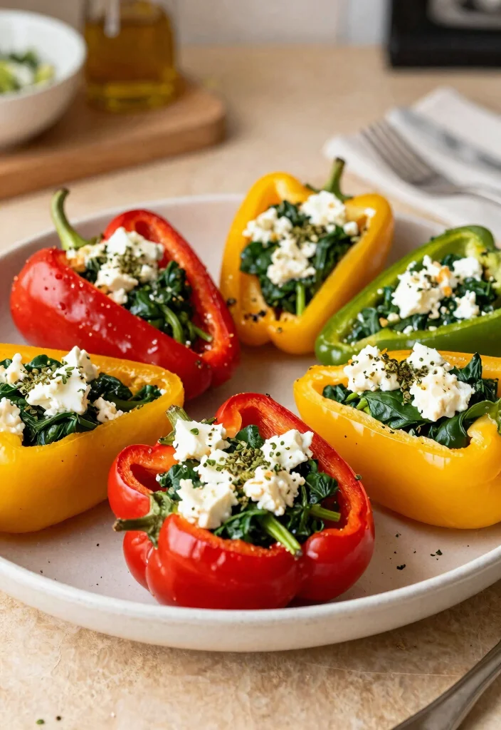 16 Weight Watchers Mediterranean Recipes That Fit Your Plan - 5. Spinach and Feta Stuffed Peppers 1