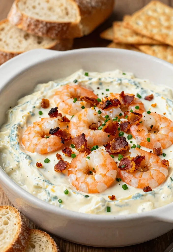 17 Cream Cheese Shrimp Dip Cocktail Sauce Appetizer Recipes - 5. Rustic Cream Cheese Shrimp Dip with Bacon 1