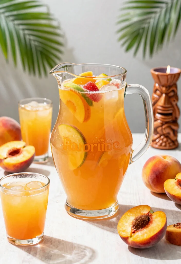 17 Crown Peach Cocktail Recipes Sweet & Smooth - 10. Peach Paradise Punch 1