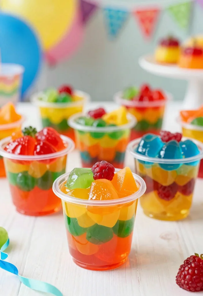 17 Easy Fruit Cocktail Jello Recipes for Parties & Holidays - 1. Rainbow Fruit Jello Cups 1