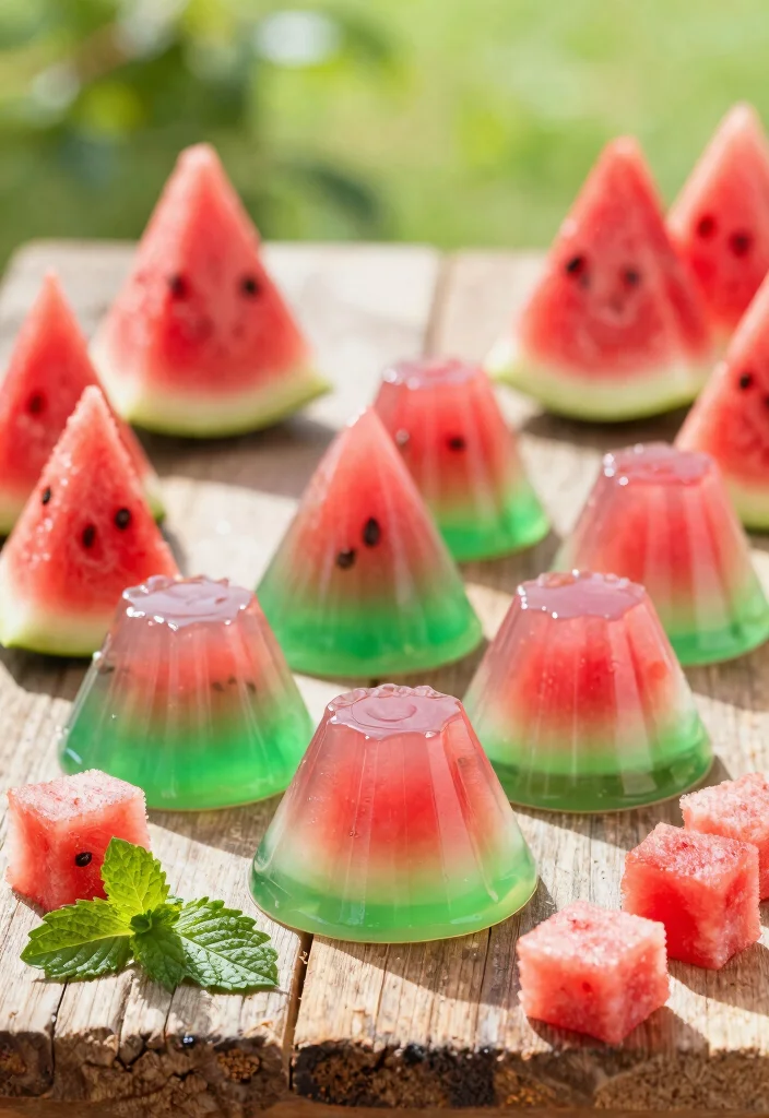 17 Easy Fruit Cocktail Jello Recipes for Parties & Holidays - 5. Watermelon Slice Jello 1