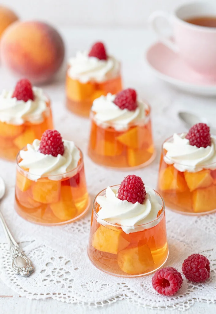 17 Easy Fruit Cocktail Jello Recipes for Parties & Holidays - 6. Peach Melba Jello Cups 1