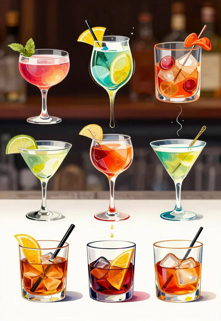 17 Old Fashioned Cocktail Drawing Ideas for Inspiration - 8. Artistic Interpretations of Classic Recipes 1