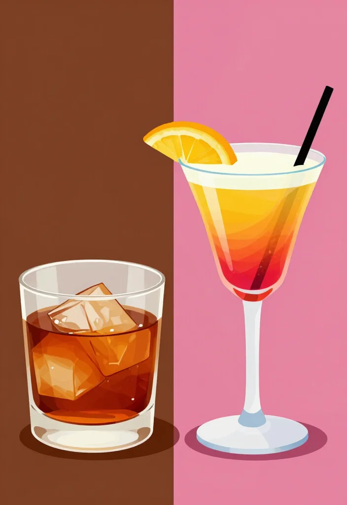 17 Old Fashioned Cocktail Drawing Ideas for Inspiration - 9. Traditional vs. Modern Mixology 1