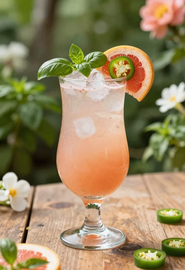17 Spicy Paloma Cocktail Recipes with a Bold Kick - 4. Grapefruit Basil Spicy Paloma 1