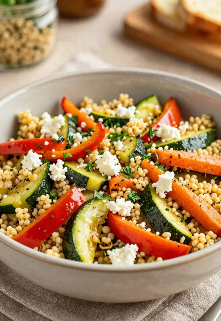 18 Budget-Friendly Mediterranean Diet Recipes - 8. Roasted Vegetable Couscous Salad 1