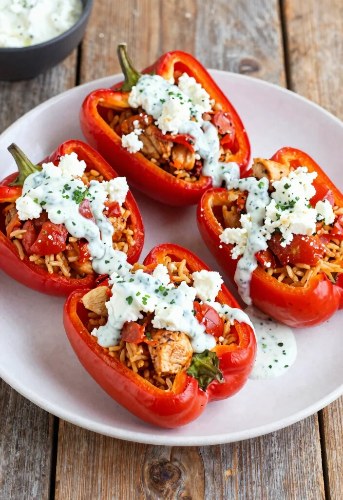 18 Easy Mediterranean Chicken Recipes Ready Fast - 17. Mediterranean Chicken Stuffed Peppers 1
