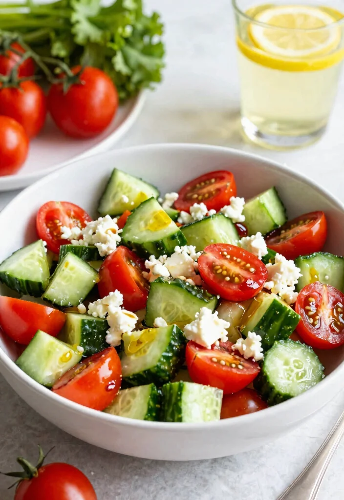 18 Easy Mediterranean Diet Meal Plan Recipes for a Healthy Week - 10. Cucumber and Tomato Feta Salad 1