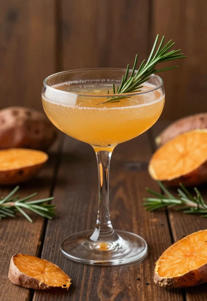 18 Fall Gin Cocktail Recipes with Seasonal Ingredients - 10. Sweet Potato and Rosemary Gin Cocktail 1