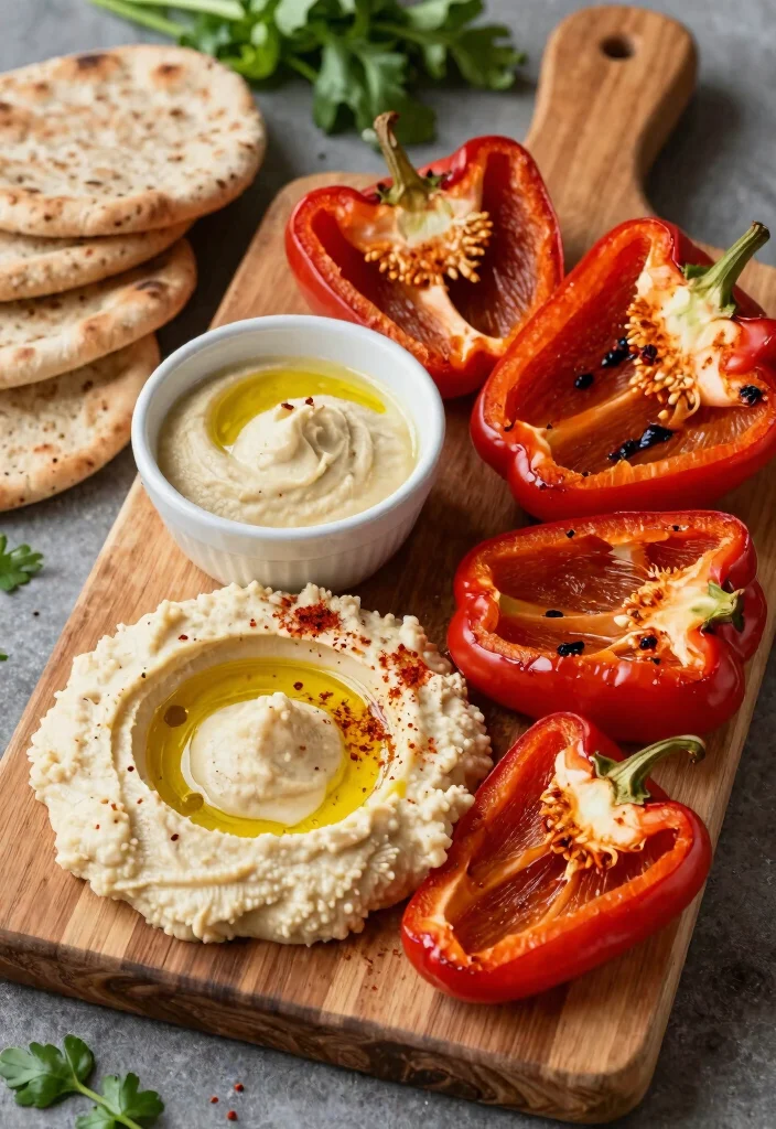 18 Healthy Mediterranean Breakfast Recipes - 10. Roasted Bell Pepper and Hummus 1