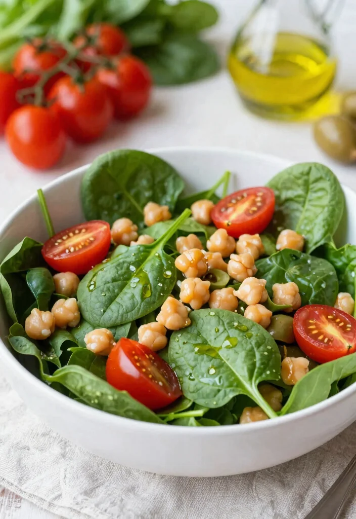 18 Healthy Mediterranean Breakfast Recipes - 16. Spinach and Chickpea Salad 1