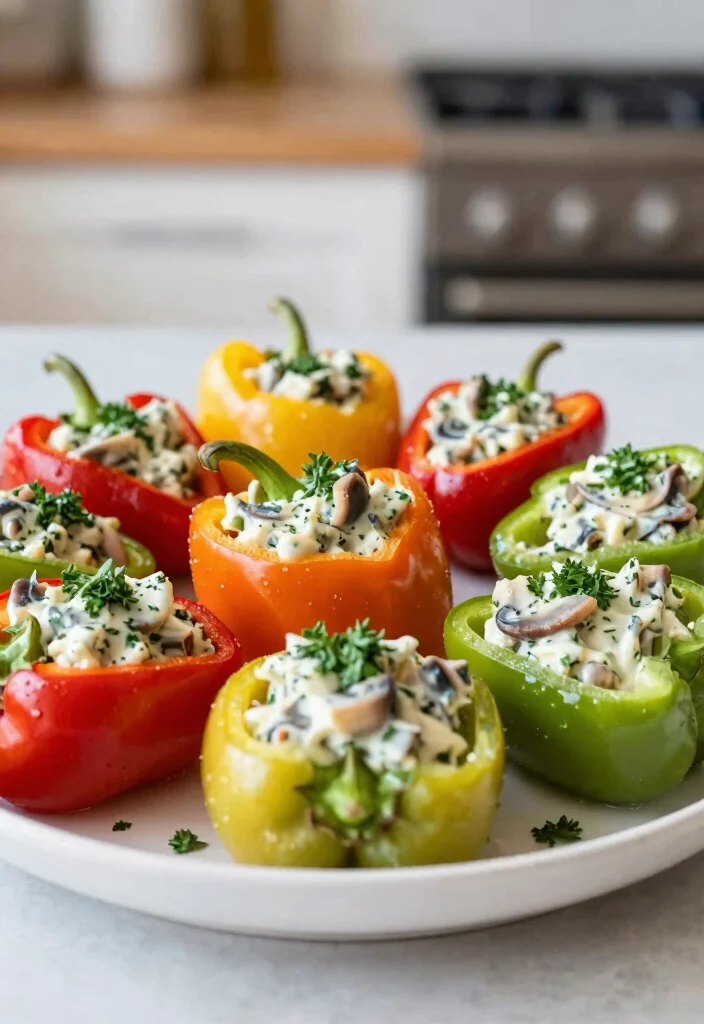 18 Mediterranean Air Fryer Recipes Crispy and Healthy - 12. Air Fryer Mushroom and Herb Stuffed Mini Peppers 1