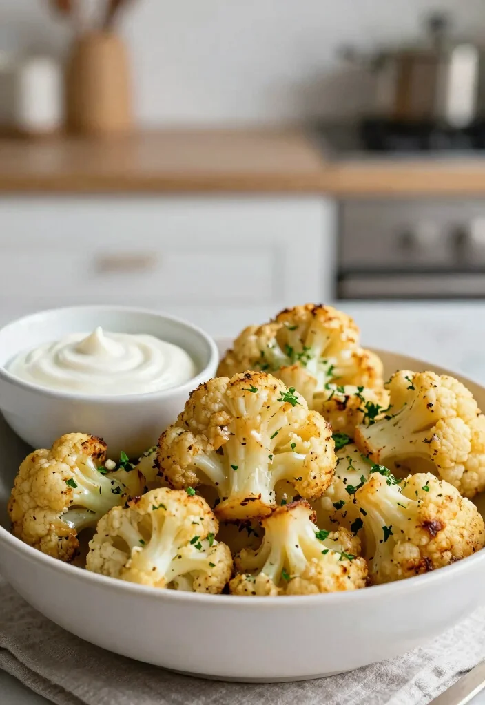 18 Mediterranean Air Fryer Recipes Crispy and Healthy - 13. Air Fryer Garlic Herb Cauliflower 1