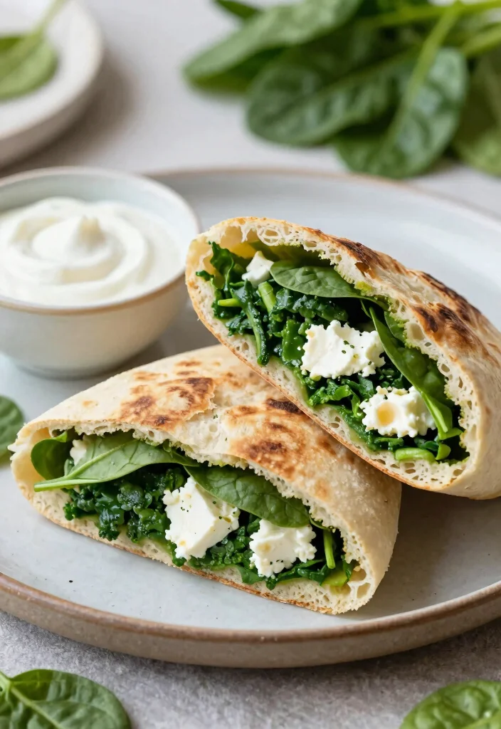18 Mediterranean Breakfast Ideas That Are Healthy - 13. Spinach and Feta Stuffed Pita 1