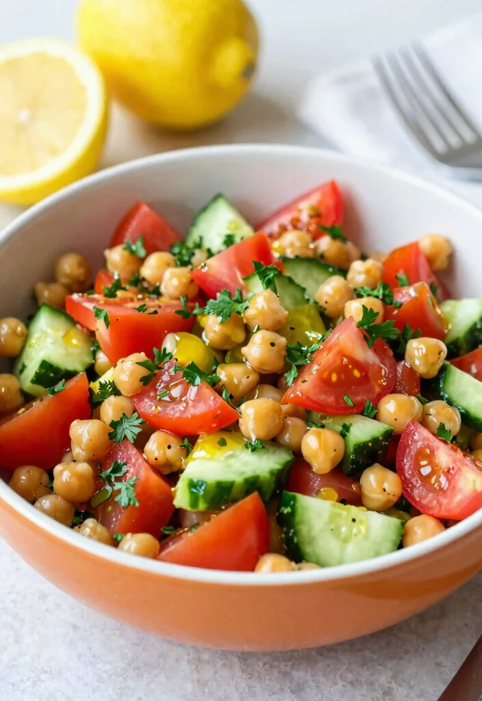 18 Mediterranean Breakfast Ideas That Are Healthy - 9. Chickpea Salad with Tomatoes and Cucumber 1