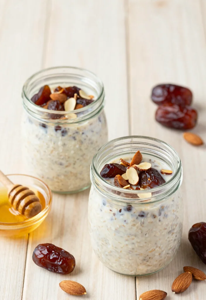 18 Mediterranean Breakfast Recipes You’ll Love - 8. Overnight Oats with Almonds and Dates 1