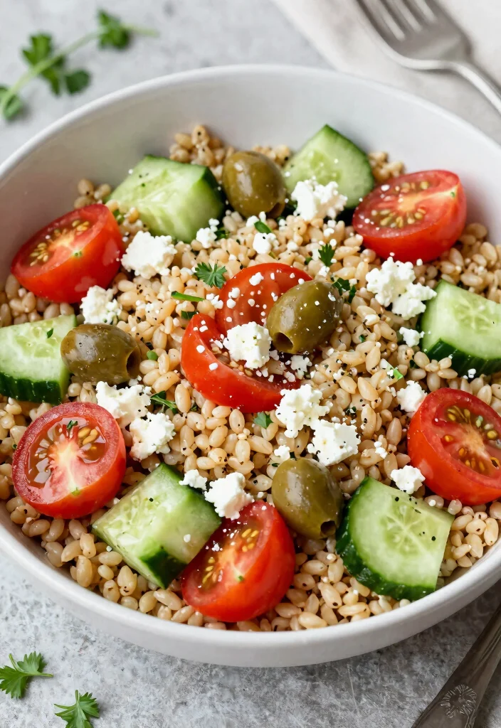 18 Mediterranean Diet Lunch Meal Prep Recipes - 10. Mediterranean Farro Salad 1
